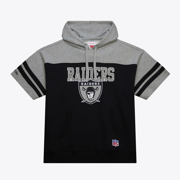Oakland Raiders Black Vintage Logo Off Field Short Sleeve Pullover Hoodie
