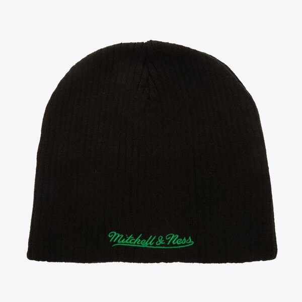 Boston Celtics Black Hardwood Classics Varsity Patch Knit Beanie