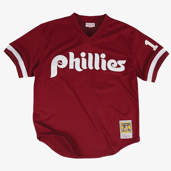 Men's Darren Daulton Philadelphia Phillies Burgundy 1991 Mesh Batting Practice Jersey