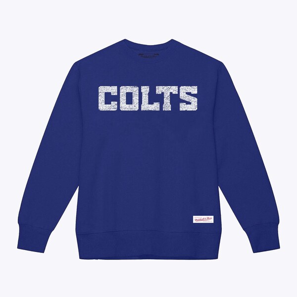 Indianapolis Colts Royal Distressed Wordmark Logo Pullover Sweatshirt