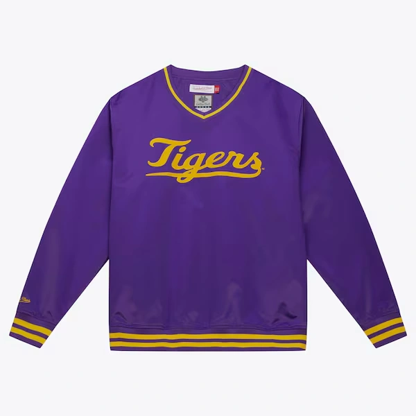 LSU Tigers Purple Sideline V-Neck Satin Pullover Jacket