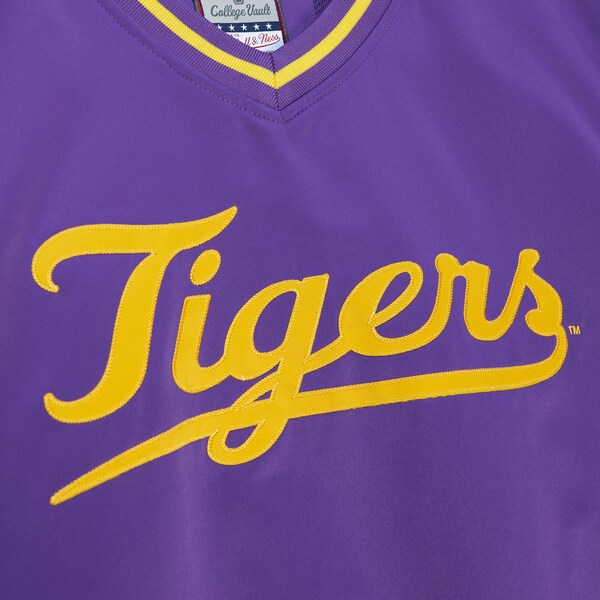 LSU Tigers Purple Sideline V-Neck Satin Pullover Jacket 4 LSU Tigers Purple Sideline V-Neck Satin Pullover Jacket