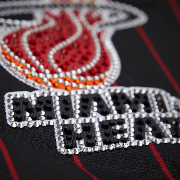 Women's Dwyane Wade Miami Heat Black M&N x DANNIJO Cropped Football Jersey 10 Women's Dwyane Wade Miami Heat Black M&N x DANNIJO Cropped Football Jersey