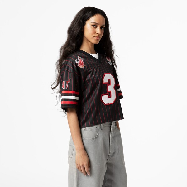 Women's Dwyane Wade Miami Heat Black M&N x DANNIJO Cropped Football Jersey 4 Women's Dwyane Wade Miami Heat Black M&N x DANNIJO Cropped Football Jersey