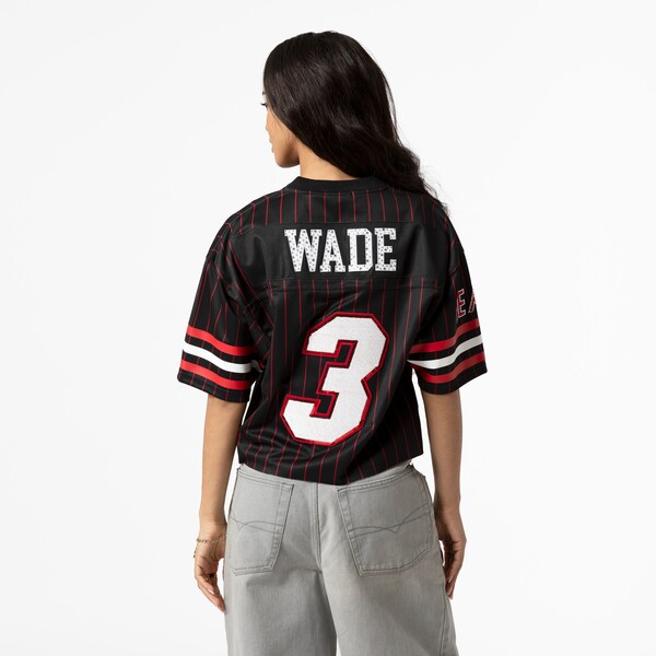 Women's Dwyane Wade Miami Heat Black M&N x DANNIJO Cropped Football Jersey 5 Women's Dwyane Wade Miami Heat Black M&N x DANNIJO Cropped Football Jersey