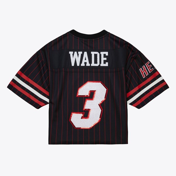 Women's Dwyane Wade Miami Heat Black M&N x DANNIJO Cropped Football Jersey 6 Women's Dwyane Wade Miami Heat Black M&N x DANNIJO Cropped Football Jersey