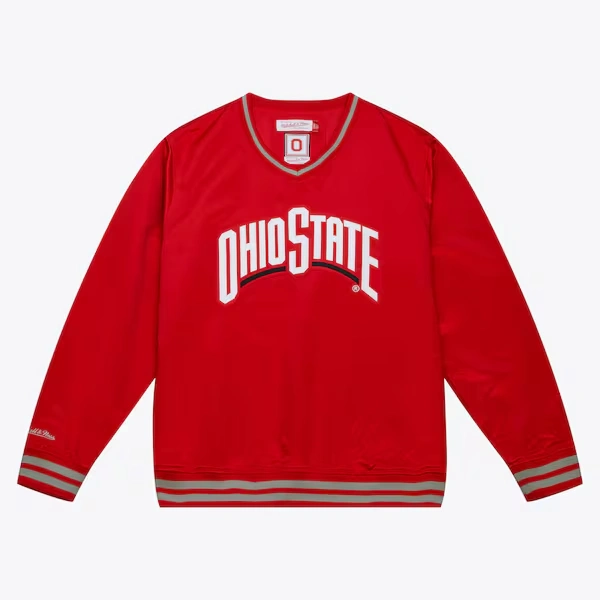 Ohio State Buckeyes Scarlet Sideline V-Neck Satin Pullover Jacket