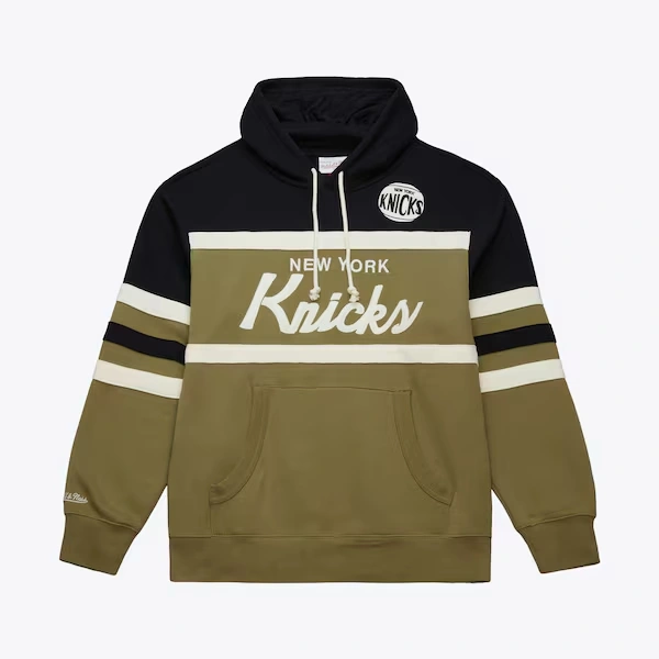 New York Knicks Olive Head Coach Vintage Pullover Hoodie