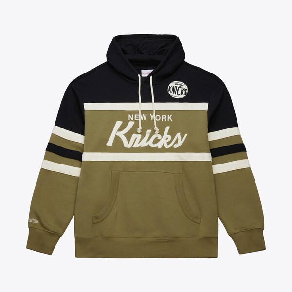 New York Knicks Olive Head Coach Vintage Pullover Hoodie