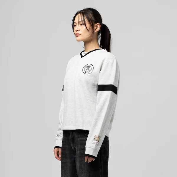 Women's Boston Celtics Heather Gray Cropped V-Neck Sweatshirt