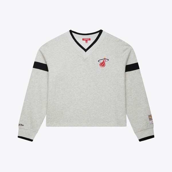 Women's Miami Heat Heather Gray Cropped V-Neck Sweatshirt