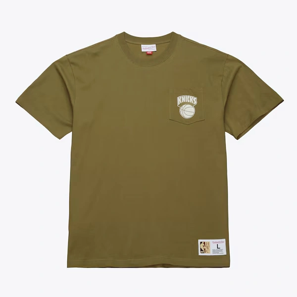 New York Knicks Olive Vintage Premium Pocket T-Shirt