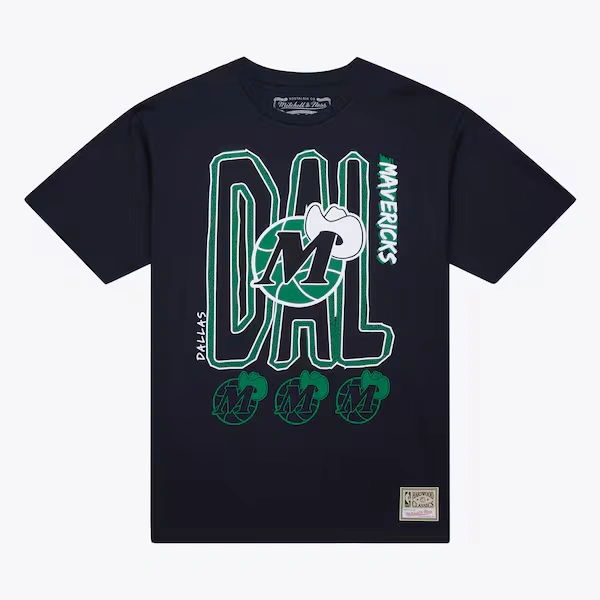 Dallas Mavericks Navy Hardwood Classics Retro City T-Shirt