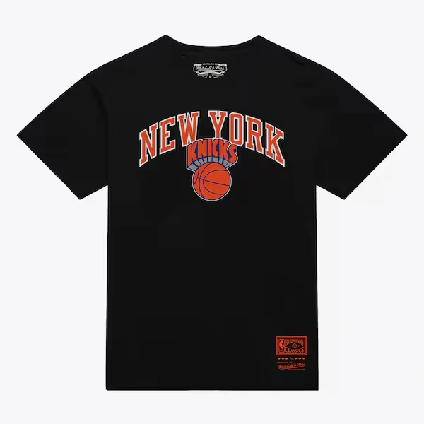 Women's New York Knicks Black Hardwood Classics Evergreen Boxy T-Shirt