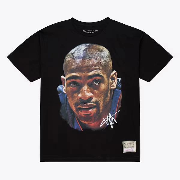 Vince Carter Toronto Raptors Black Hardwood Classics Real Big Face Player T-Shirt
