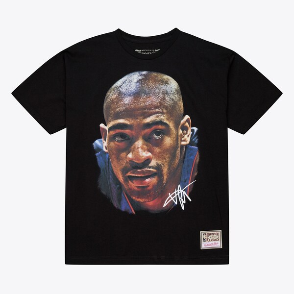 Vince Carter Toronto Raptors Black Hardwood Classics Real Big Face Player T-Shirt