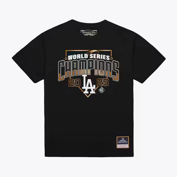 Los Angeles Dodgers Black 2025 World Series Champions Arch T-Shirt