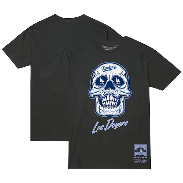 Los Angeles Dodgers Charcoal Sugar Skull T-Shirt