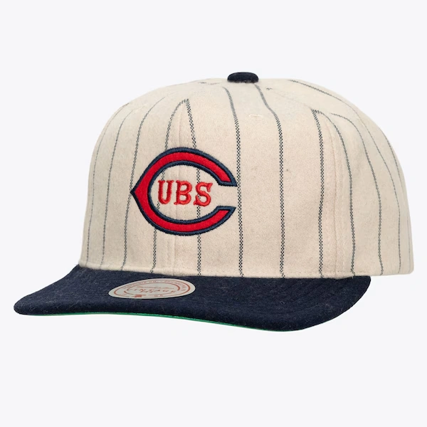 Chicago Cubs Cream/Navy Vintage Pinstripe Strapback Hat