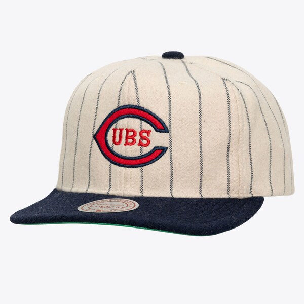 Chicago Cubs Cream/Navy Vintage Pinstripe Strapback Hat