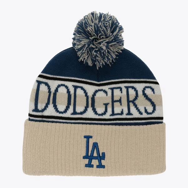 Los Angeles Dodgers Tan Cooperstown Cuffed Knit Hat with Pom
