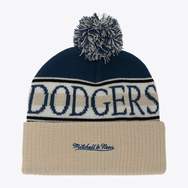 Los Angeles Dodgers Tan Cooperstown Cuffed Knit Hat with Pom