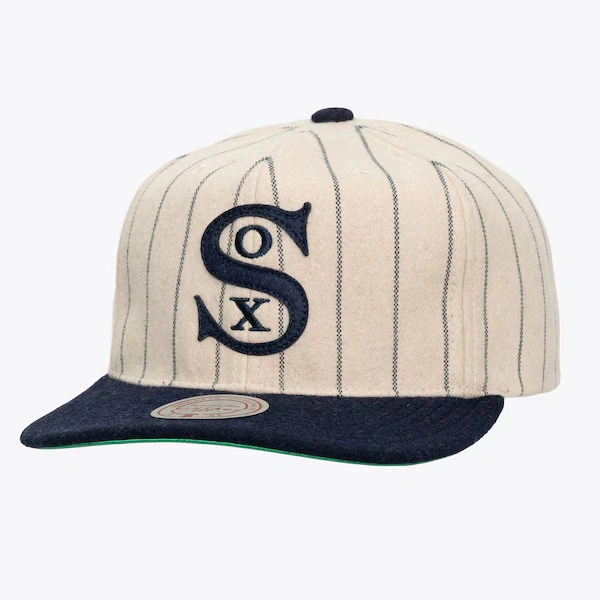 Chicago White Sox Cream/Navy Vintage Pinstripe Strapback Hat