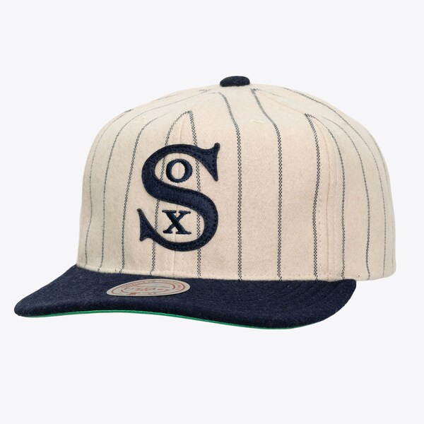 Chicago White Sox Cream/Navy Vintage Pinstripe Strapback Hat