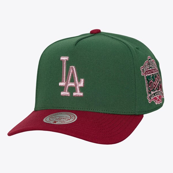 Los Angeles Dodgers Green/Red Rose Gold Pro Pinch Snapback Hat