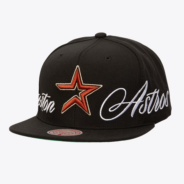 Houston Astros Black M&N x Just Don Lux Script Snapback Hat
