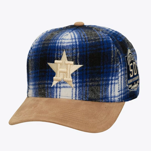 Houston Astros Blue Cooperstown Plaid Out Pro Pinch Snapback Hat
