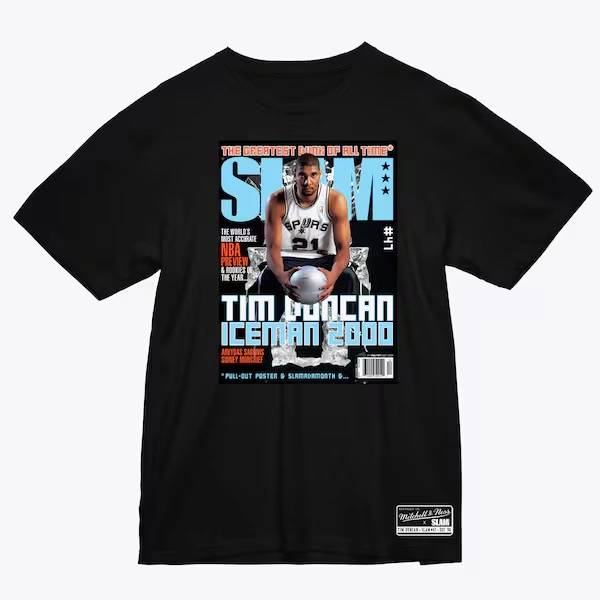 Tim Duncan San Antonio Spurs Black Slam Cover T-Shirt