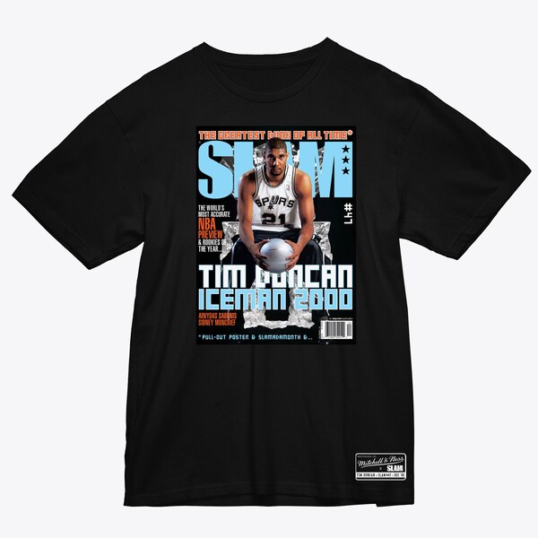 Tim Duncan San Antonio Spurs Black Slam Cover T-Shirt