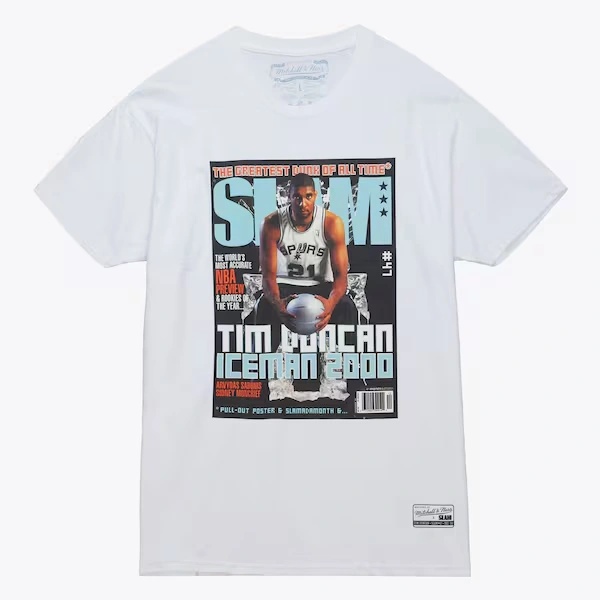 Tim Duncan San Antonio Spurs White Slam Cover T-Shirt