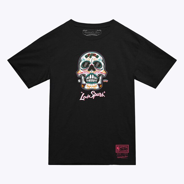 San Antonio Spurs Black Hardwood Classics Sugar Skull T-Shirt