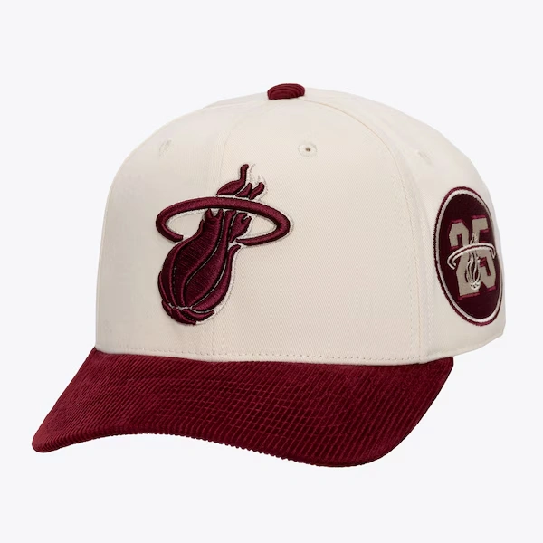 Miami Heat Cream Fall Corduroy Pro Crown Snapback Hat