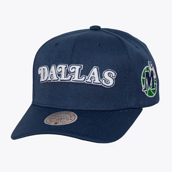 Dallas Mavericks Navy Hardwood Classics Chain Gang Pro Crown Snapback Hat