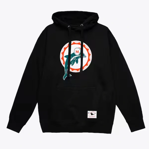 Miami Dolphins Black Throwback Logo 2.0 Pullover Hoodie