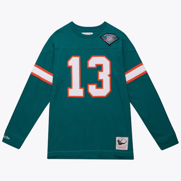 Dan Marino Miami Dolphins Aqua Retired Player Name & Number Long Sleeve T-Shirt
