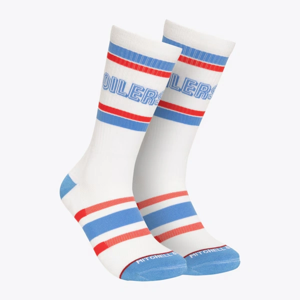 Tennessee Oilers White Oilers Team Stripes Crew Socks