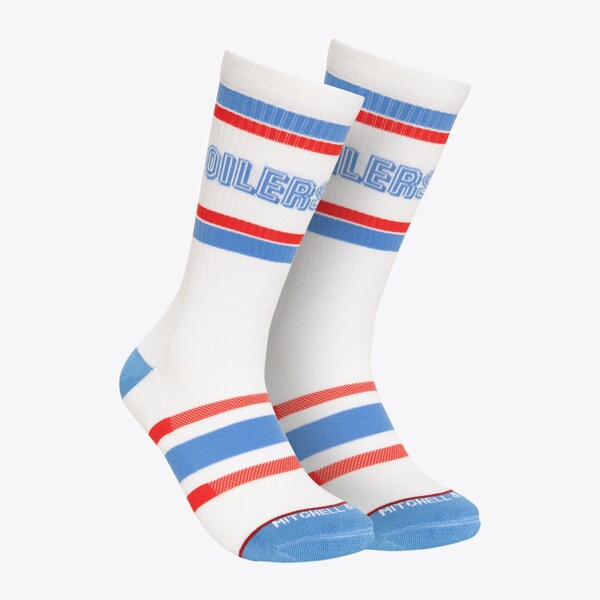 Tennessee Oilers White Oilers Team Stripes Crew Socks