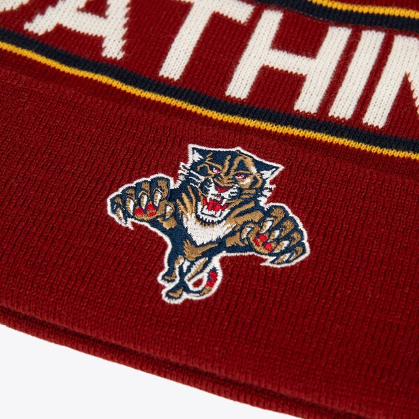 Bape x M&N Red Cuffed Knit Pom Hat