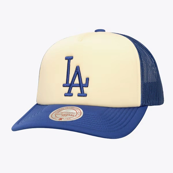 Women's Los Angeles Dodgers Cream Cooperstown Block Trucker Adjustable Hat