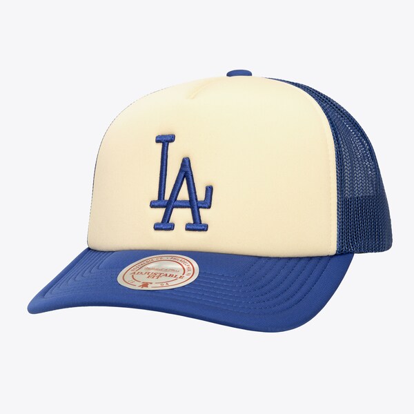 Women's Los Angeles Dodgers Cream Cooperstown Block Trucker Adjustable Hat