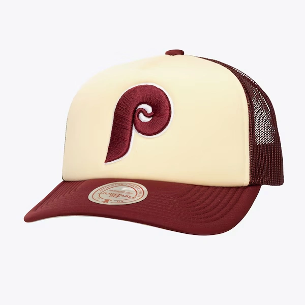 Women's Philadelphia Phillies Cream Cooperstown Block Trucker Adjustable Hat