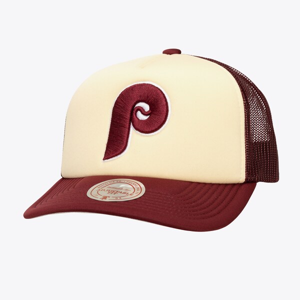 Women's Philadelphia Phillies Cream Cooperstown Block Trucker Adjustable Hat