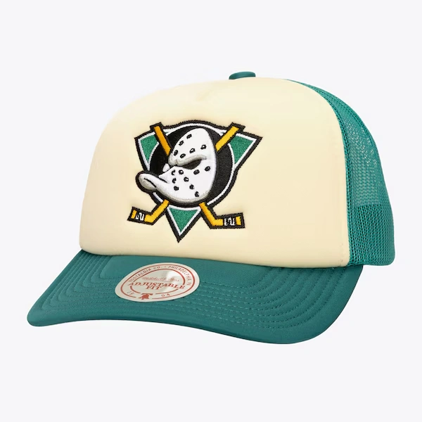 Anaheim Ducks Cream/Teal Vintage Block Trucker Adjustable Hat