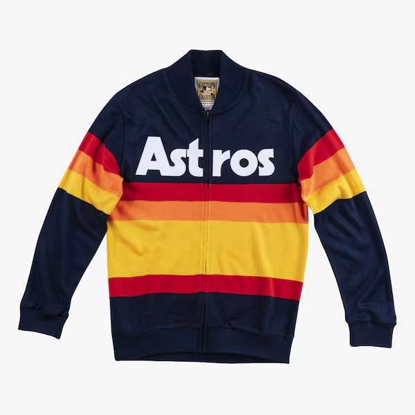 Houston Astros Navy Front Stripe Full-Zip Sweater