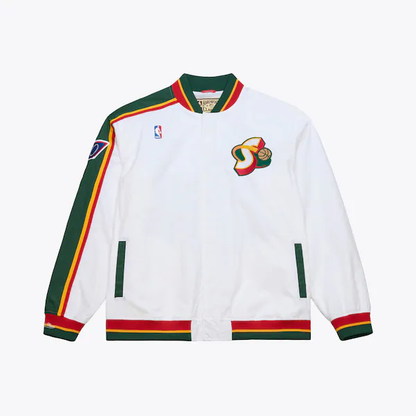 Seattle SuperSonics 1995-96 White Authentic Full-Snap Warm-Up Jacket