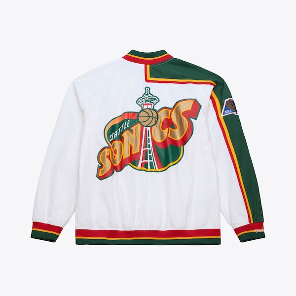 Seattle SuperSonics 1995-96 White Authentic Full-Snap Warm-Up Jacket 3 Seattle SuperSonics 1995-96 White Authentic Full-Snap Warm-Up Jacket